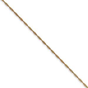 1mm, 14k Yellow Gold D/C Singapore Chain Necklace, 18 Inch